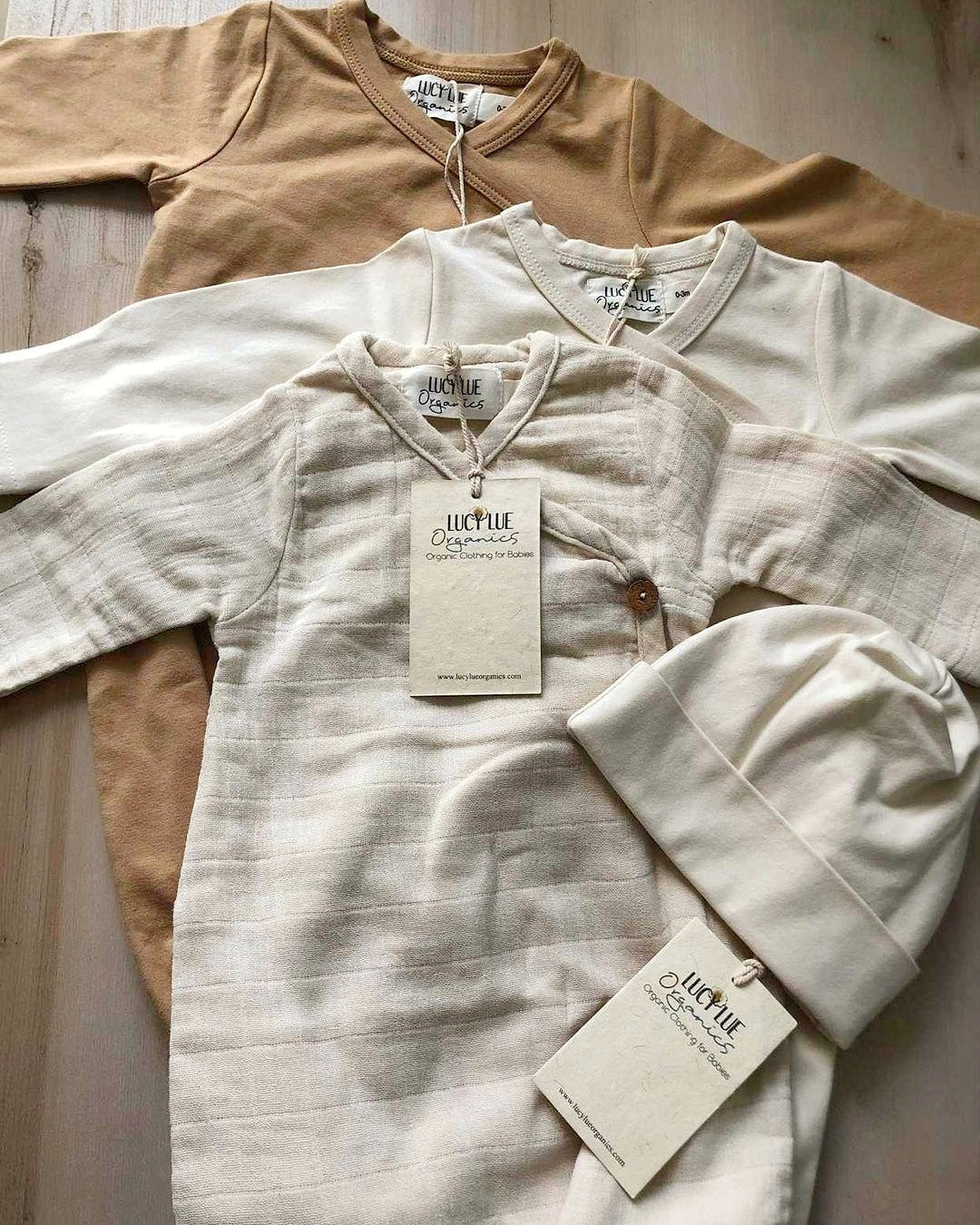 Organic Knotted Kimono Baby Gown |  Camel