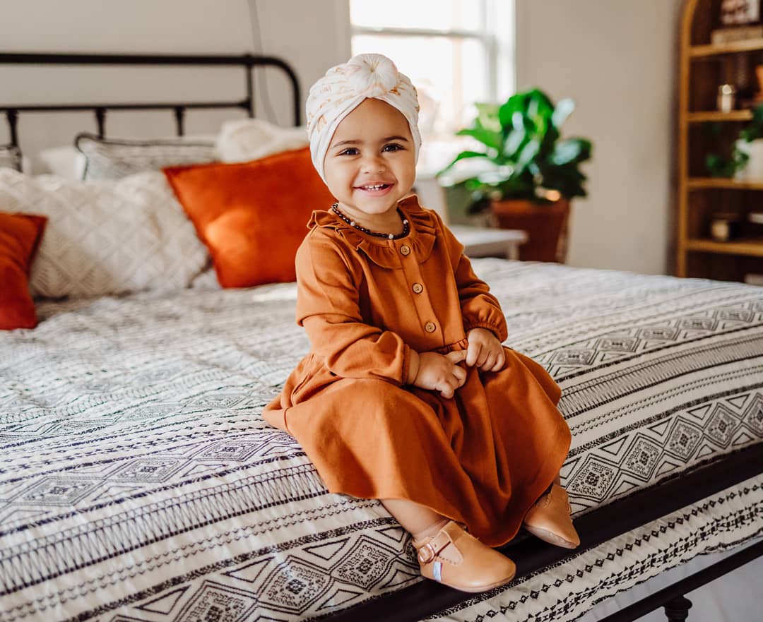 organic baby girl long sleeve ruffle dress ginger cotton midi dress neutral baby clothes toddler organic cotton dress fall baby outfit