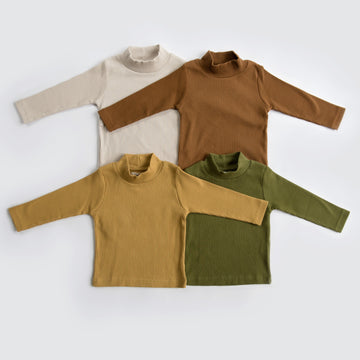 organic long sleeve baby top ribbed cotton infant shirt oatmeal baby clothes warm baby outfit layering top baby fall winter essentials baby gifts family photos girl boy modern unisex clothing on sale best baby brand Lucy lue organics