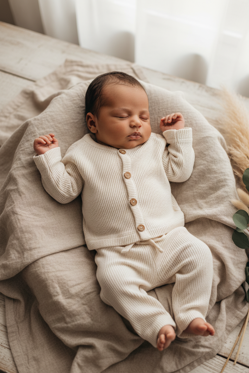 organic waffle newborn top and pants | baby outfit set