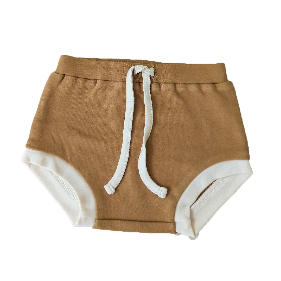 organic baby bloomers caramel retro style diaper cover