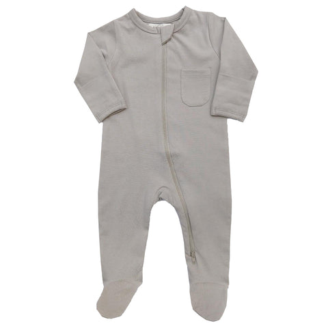 Organic Zipper footie by Lucy Lue Organics. Footed romper. Organic baby clothes. Modern organic baby clothes. L'oved baby romper jumpsuit. Baby romper. Zip romper. Zipper baby bodysuit. 2 way zipper romper. Footed sleepers.