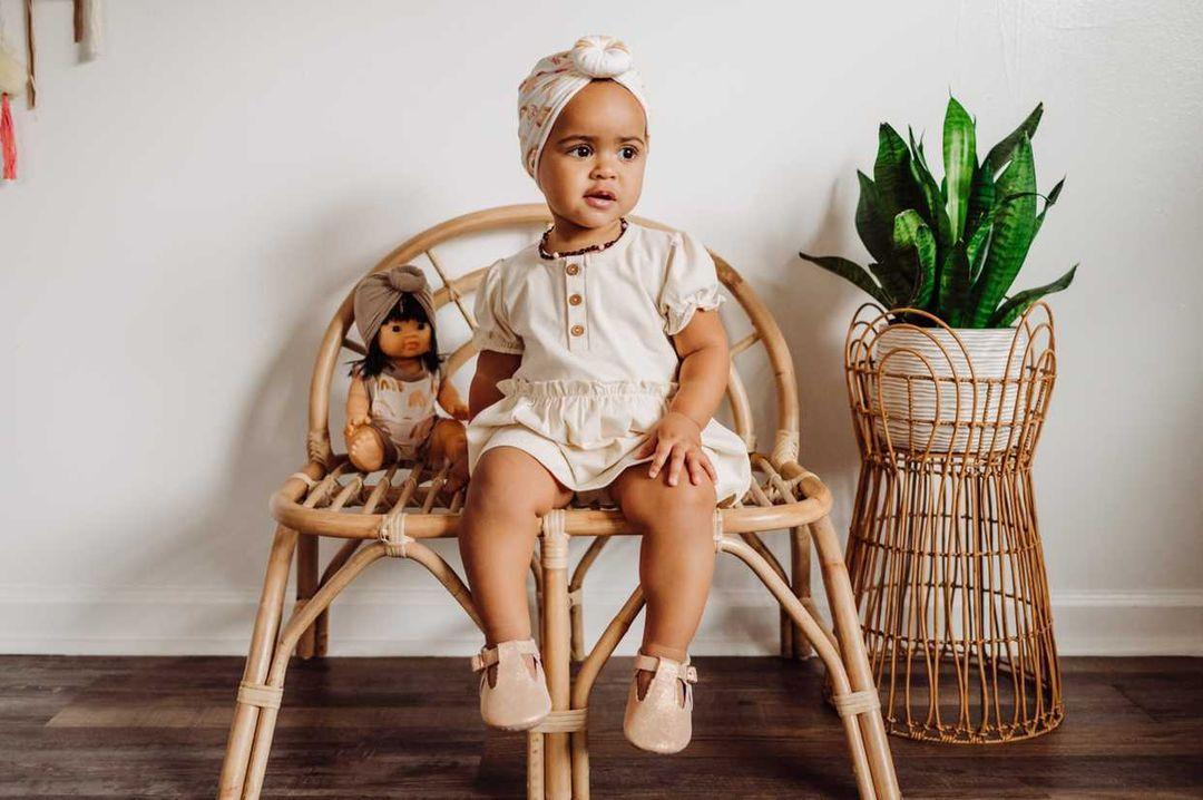 White organic baby girl Dress for newborn family photos, christening, first birthday
