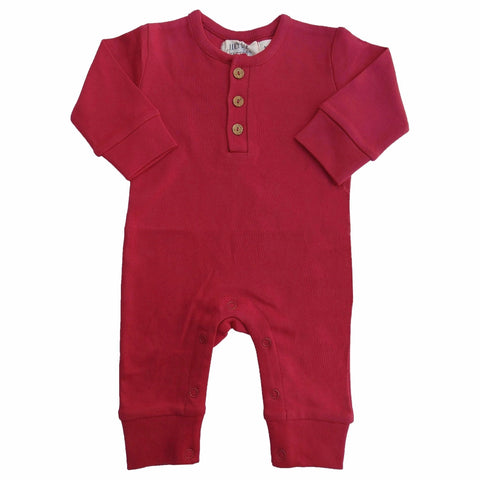 organic long sleeve romper | scarlet red (only 3-6m available)
