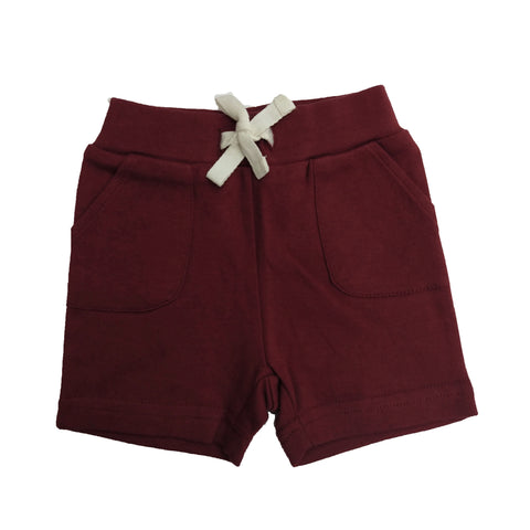 organic baby shorts w/ pockets | burgundy
