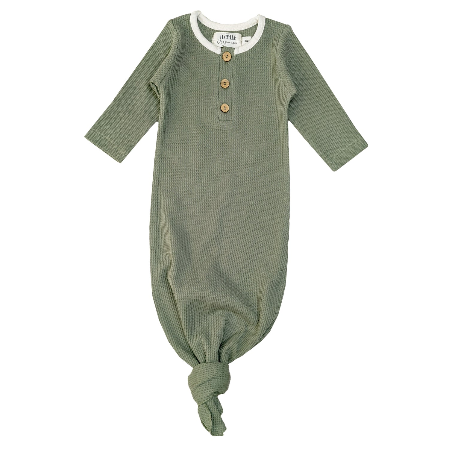 Lucy Lue Organics knotted baby gown newborn baby gown newborn knotted gown waffle baby clothes modern baby clothes organic baby clothes BUTTON DOWN GOWN for infants baby girl boy modern neutral