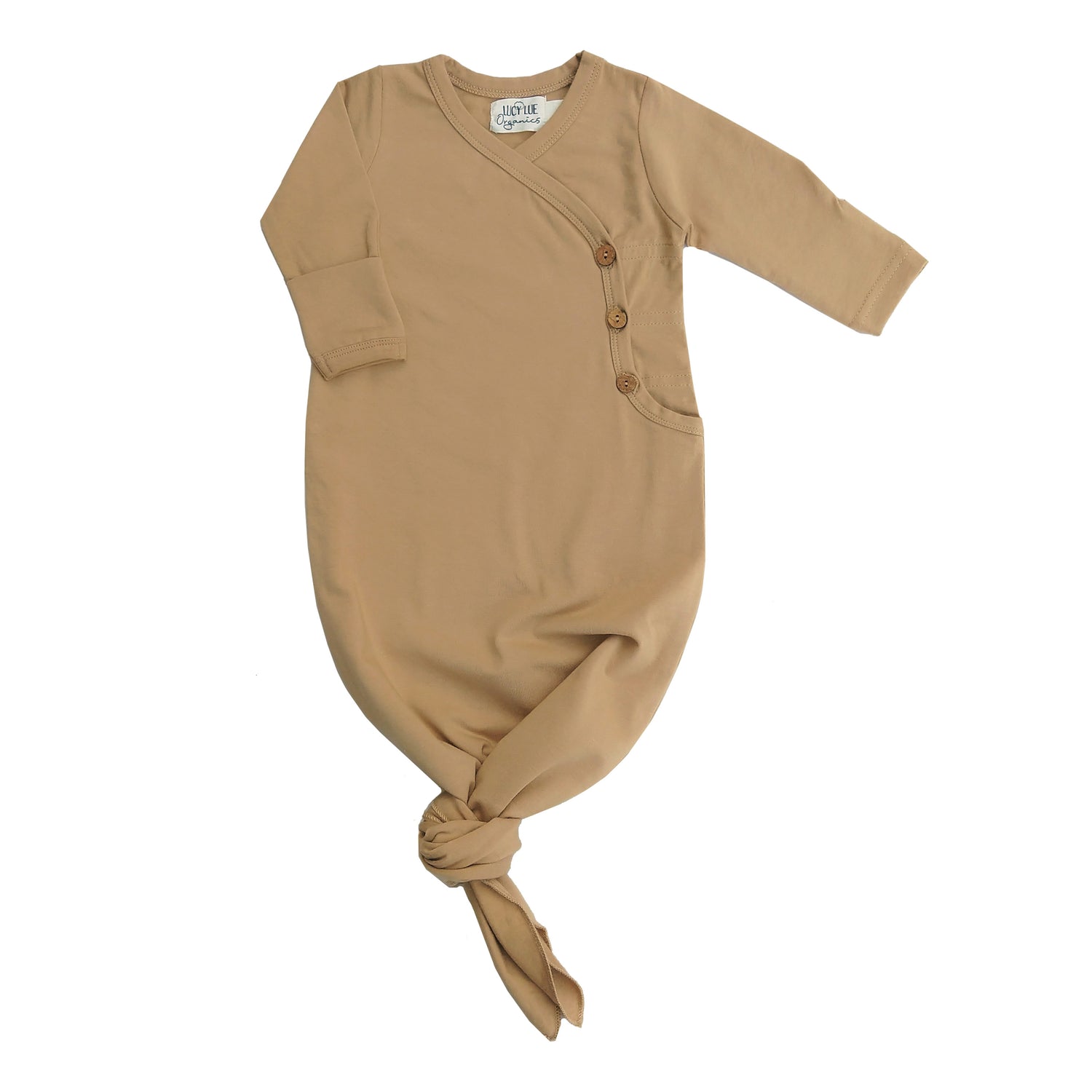 Lucy Lue Organics. Coming home outfit. Organic baby clothes. Organic baby clothing. Newborn clothes. Soft baby clothes. Kimono knotted gown. knotted baby gown. newborn knotted gown. Newborn bundle. Organic cotton knotted baby gown. Monica and Andy, eco-friendly baby clothes, organic newborn clothes, organic baby basics, organic baby layette, l’oved baby, baby knotted gowns, baby knotted gown, knotted baby gown, baby onesie, organic baby girl clothes, baby gown, baby sleeper, organic baby gown
