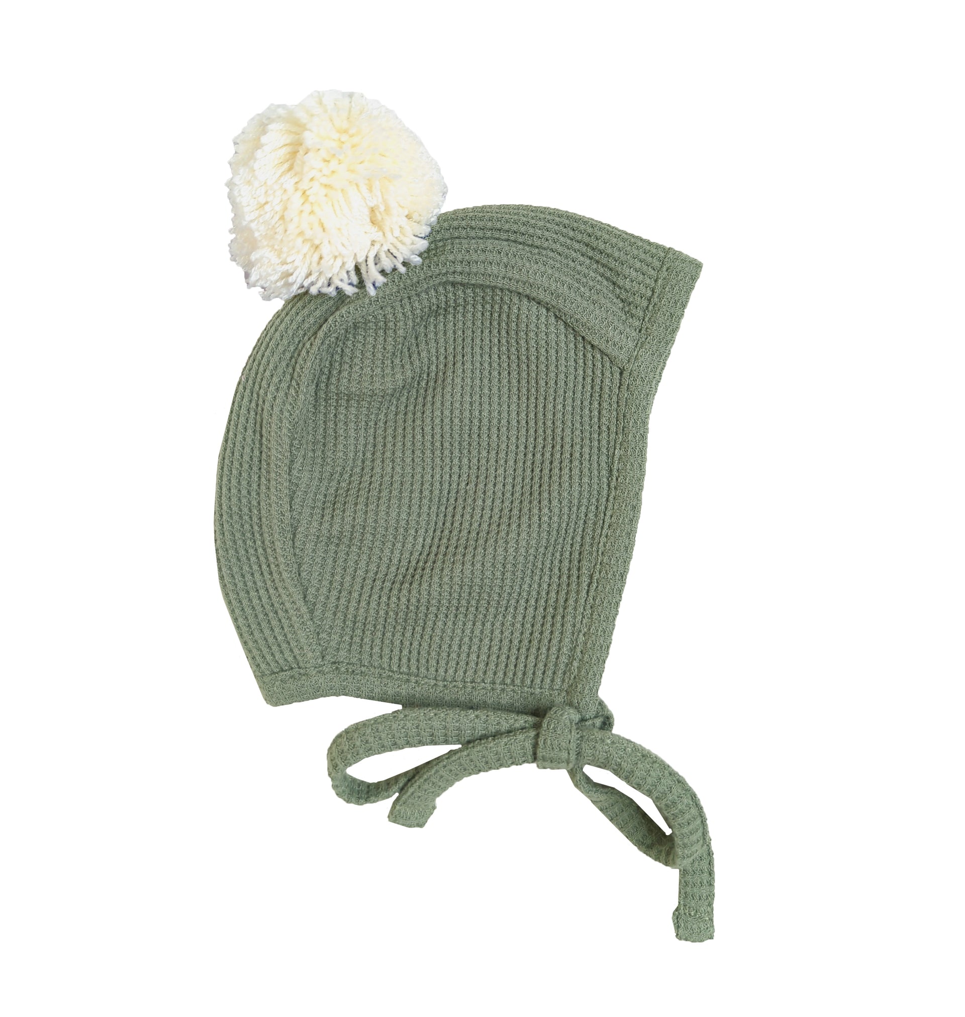 Lucy Lue Organics, waffle baby hat, waffle baby bonnet, baby bonnet, pom baby bonnet,neutral baby clothing, spearmint baby, black-owned baby brand