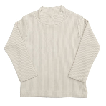 organic long sleeve baby top ribbed cotton infant shirt oatmeal baby clothes warm baby outfit layering top baby fall winter essentials baby gifts family photos girl boy modern unisex clothing on sale best baby brand Lucy lue organics