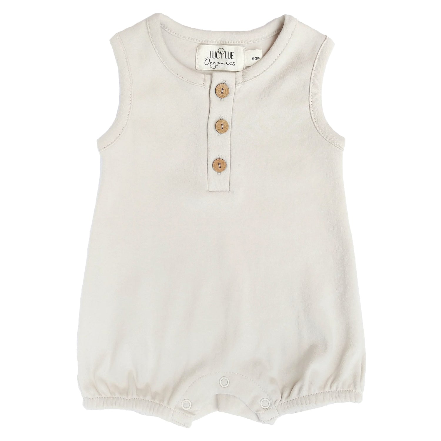 organic sleeveless bubble romper | oatmeal