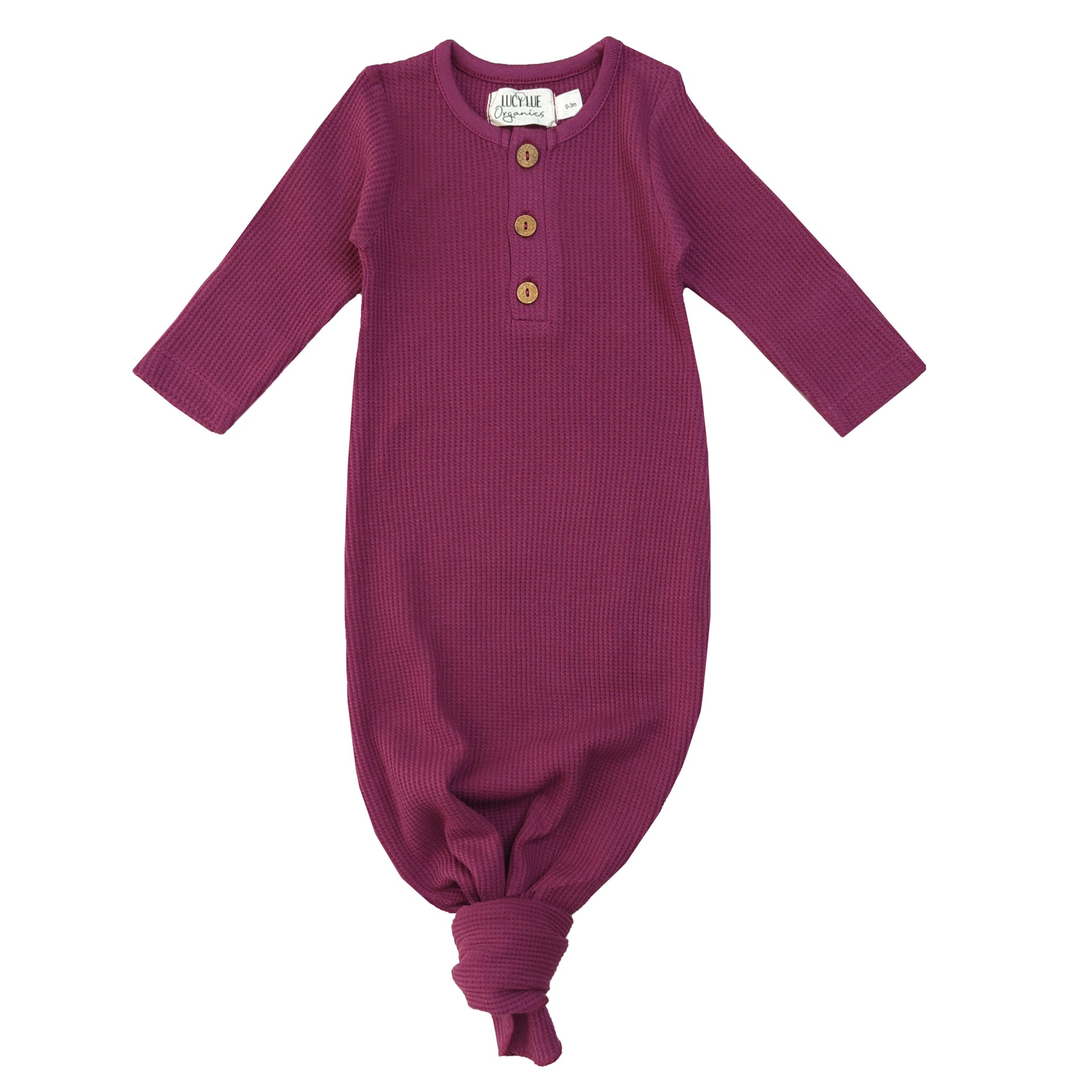 Lucy Lue Organics, kimono gown baby, knotted baby gown, newborn baby gown, newborn knotted gown, waffle baby clothes, modern baby clothes, black owned baby brands, spearmint love, organic baby clothes, button knotted gown, button down baby gown
